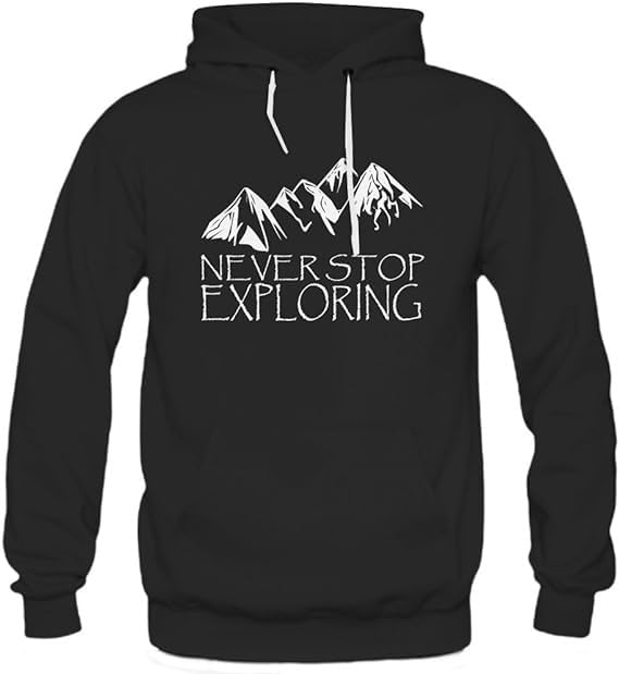 Never Stop Exploring Black Pullover Hoodie