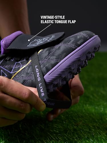 Image of The Souled Store Tactix: Black Panther Edition Men and Boys Low Top Football Studs | Black & Purple Quilted Upper with EVA Midsole, Dual Rubber Grip Outsole & Lace-Up Closure