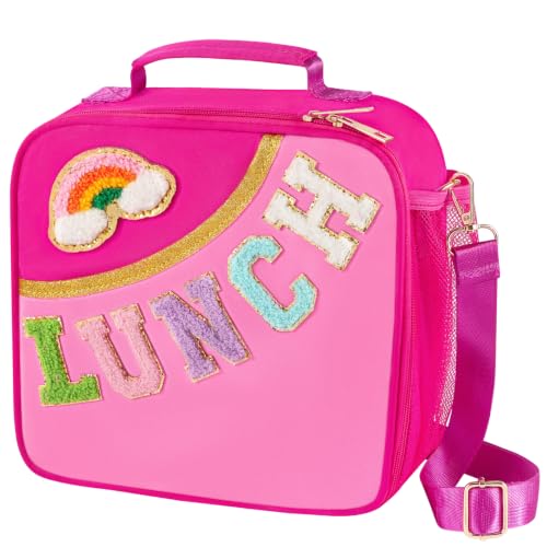 Nsrzua Lunch Bag Kids-Kids Insulated Lunch Bag with Adjustable Strap - Reusable Leakproof Lunch Box for Girls Preppy School Lunch Tote for Travel Picnic School & Winter Camp