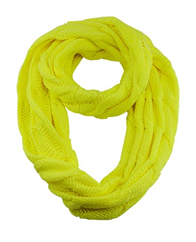 NYFASHION101 Soft Winter Warm Chunky Knit Cowl Infinity Loop Scarf, Neon Yellow