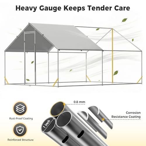 Image of CAMMOO Walk in Chicken Coop, 13.1x9.8x6.6ft Chicken Run for Yard with Cover