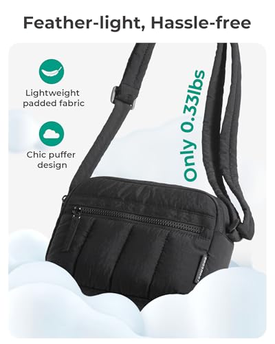 BAGSMART Cross Body Purse, Mini Crossbody Bags for Women Travel Purse, Puffy Shoulder Handbag Wallet with RFID Blocking Slots, Black-small - Image 6