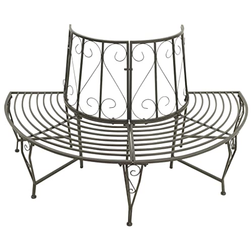 Banco de jardín semicircular de 160 cm con gran capacidad de carga para exterior 4