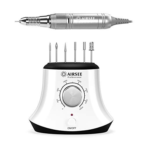 AIRSEE Electric Nail Drill Machine 0-30000 RPM Professional Nail Drills for Acrylic Nails Gel E-file Nail Dremel for Salon Techs and Home Beginners DIY Use