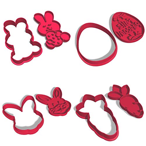Kit 4 Cortadores com Marca Páscoa Abraço Coelho Cenoura Ovo Tamanho: 7cm