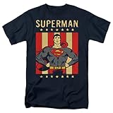 Popfunk Superman Retro Liberty Patriotic Unisex Adult T-Shirt (Large, Navy)