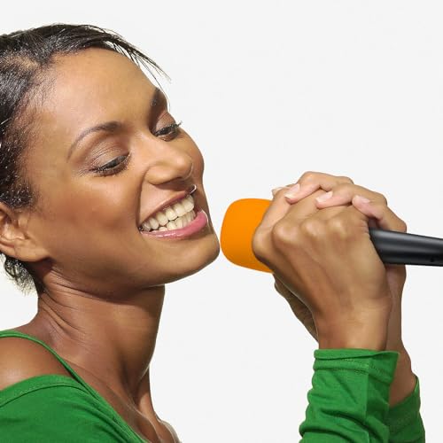 Image of Geekria for Creators Foam Windscreen Compatible with Shure MV7, BETA 57A, BETA 58A, PGA48-QTR Microphone Antipop Windshield, Mic Wind Cover, Sponge Foam Filter (Orange / 2 Pack)