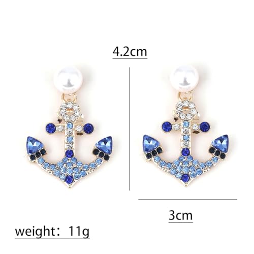 anchor earrings for women, set with diamond boat anchor retro geometric pearl earrings, designed specifically for fashionable women, suitable for - various holiday parties, jewelry gifts 6