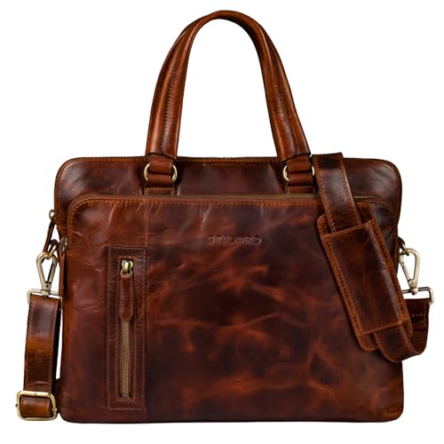 Mallette de prof STILORD Lory en cuir véritable rigide pour porte-document durable