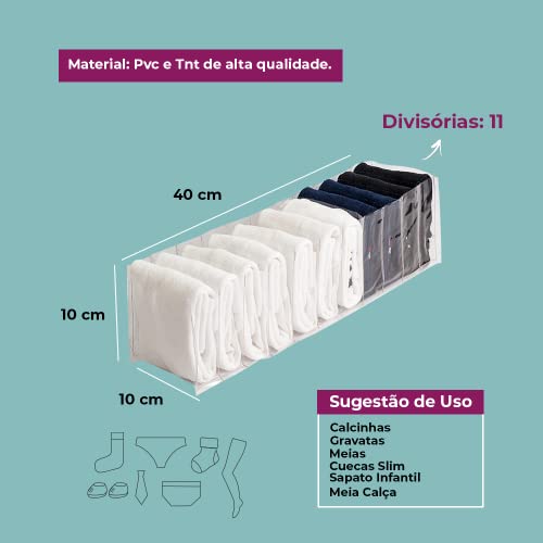 Organizador Multiuso de Roupa Íntima Colmeia Cristal Premium 11 Nichos PP 10x10x40cm - Incolor - VB