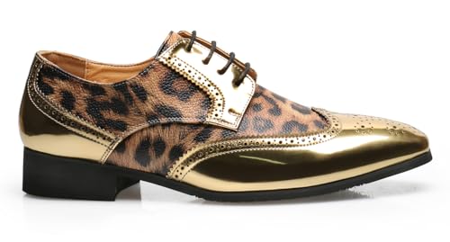 Mens Oxfords Formal Dress Leopard Texture Wingtip Derby Glossy Leather Shoes for Men Fashion Wedding Prom Modern Shoes Business Casual Tuxedo Luxury Shoes2