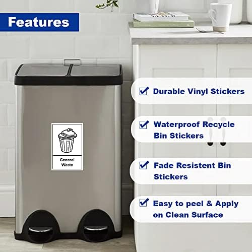 Pack of 2 General waste Recycling Bin Sticker-Self Adhesive Bin Labels (or) decals(A6-150 x 100 mm) Sara Prints V1065