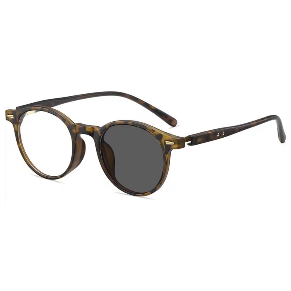 Tajmdgw Men's Tortoiseshell Photochromic Reading Glasses For And Wo, +1.0+2.0 Alloy Sun Reader, Anti Blue Light Computer Glasses (Tortoise, +2.5)