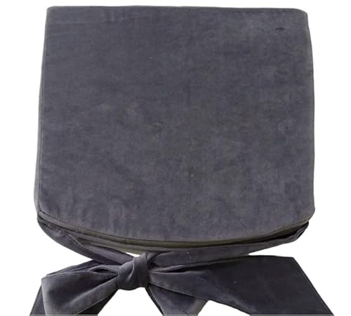 Set mit 2er StuhlKissen mit einem Bogen Kordel Kissen für Rattan Stühle & mehr Stuhlauflage Velour - Samtsitz 43 x 40 x 5 cm Sitzkissen 2er-Pack (Graphit)
