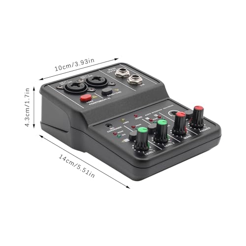Mini 2 Channel Audio DJ Mixer Professional DJ Controller Sound Mixer 48V Phantom Power for Studio Live Show,Party Recording (Style 7)