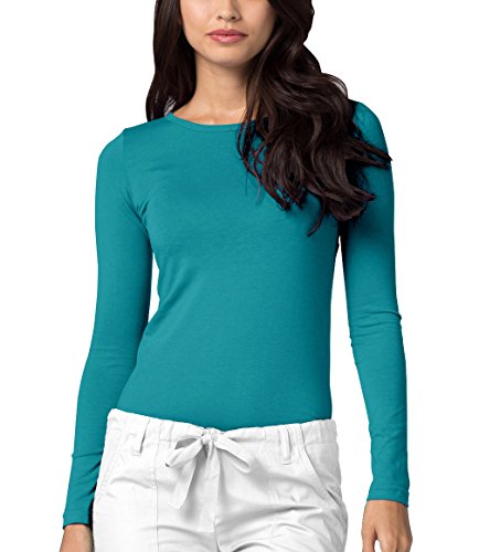 Adar Underscrubs for Women - Long Sleeve Underscrub Comfort Tee - 2900 - Teal Green - 3X