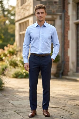 Image of Louis Philippe Men's Slim Fit Easy to Iron Everyday wear Premium Cotton Full Sleeve Textured Formal Shirt