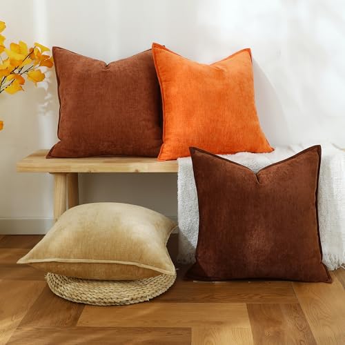 Stellhome Fall Burnt Orange Decorative Throw Pillow Covers Accent Soft