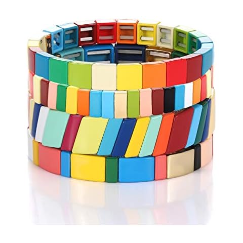 Colorful Enamel Tile Bracelet for Women and Men Cover