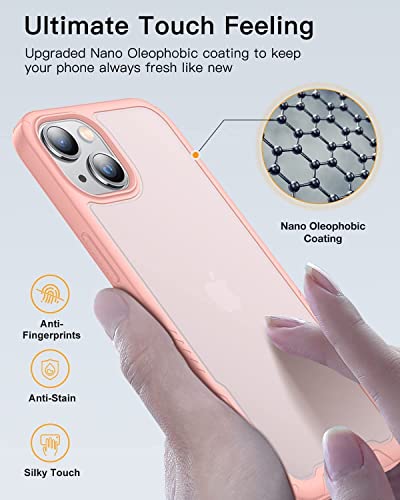 Humixx Designed For Iphone 13 Case[10Ft Military Drop Test] [Anti-Scratch & Anti-Fingerprint] Shockproof Translucent Matte Back With Soft Texture Edge Protective Phone Case Iphone 13 6.1"-Sakura Pink #TOP3