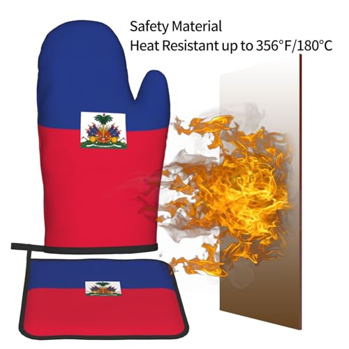 Haitian Flag Kitchen Oven Glove - Oven Mitts and Pot Holders, Kitchen Oven Gloves for Microwave, Baking, - immagine 6