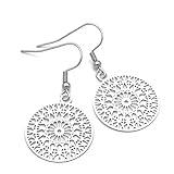 Zeitloser Damenschmuck Ohrringe Damen hängend silber Edelstahl Mandala Lucil Wheel Of Destiny