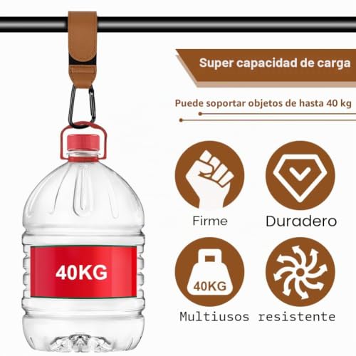 Miniatura 4 de Uraqt Ganchos Carro Bebé, 2 Pcs Colgador Bolso Carrito Bebe,Gancho Carro Bebé Hasta 5 Kg,Ajuste Universal Gancho Multifuncional,Accesorios Carrito Bebé Para Colgar Bolsas, Mochila, Bolso Etc Marrón