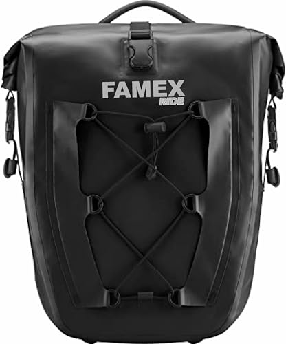 FAMEX RIDE Bike Pannier Bag 25L-32L 100% Waterproof Rear Rack Bag - Light Weight - for Rear Carrier Bike Handbag for Cycling Touring Travelling