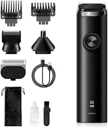 Beard Trimmer for Men, Cordless Hair Clippers Hair Trimmer, Waterproof Mustache Body Nose Ear Facial Cutting Shaver, Electric Razor All in 1 Grooming Kit, USB Rechargeable & LED Display