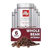illy Whole Bean Coffee, Intenso Bold Roast, 100% Arabica, Premium Italian Coffee, Ideal for Espresso, Drip, Moka and French Press Brewing, 8.8oz, 6 Pack