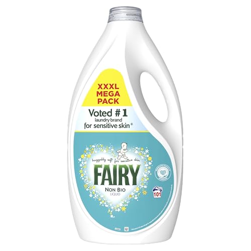 Fairy Non Bio Detersivo liquido per bucato, 101 lavaggi, 3,131 l, numero 1 per pelli sensibili Fairy Non Bio Detersivo liquido per bucato, 101 lavaggi, 3,131 l, numero 1 per pelli sensibili