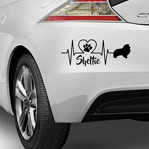 myrockshirt Herzschlag mit Pfote & Hundesilhouette ca 25cm Sheltie Hunderasse Dog Pet Liebe Aufkleber Autoaufkleber Sticker Decal Profi Qualität