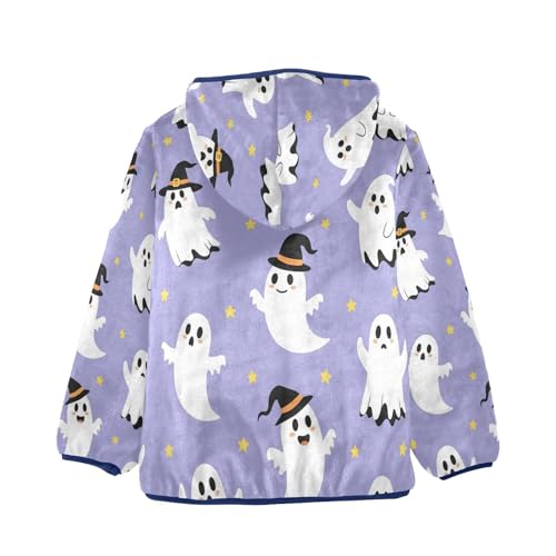 Ghostly Figures on Purple Toddler Fleece Jacket Girl Boys Hooded Fleece Jacket Coat Warm Outwear Zip-up 3-10T2