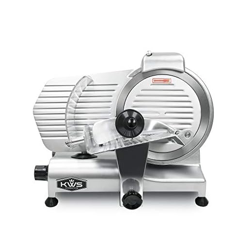 KWS Commercial 320w Electric Meat Slicer 10" Frozen Meat Deli Slicer Coffee Shop/restaurant and Home Use Low Noises (Stainless Steel Blade - Silver)