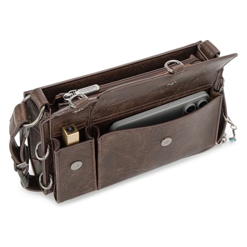 Wrangler Small Shoulder Bag Y2K Purse Cute Western Purses for Women Mini Handbags with Detachable Charms, Brown WG-HB-300-523-2-CF by Montana West - Used condition - Image 2