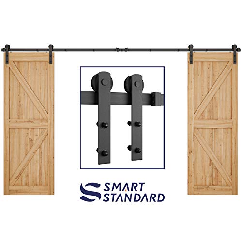 12ft Heavy Duty Double Door Sliding Barn Door Hardware Kit -Smoothly and Quietly