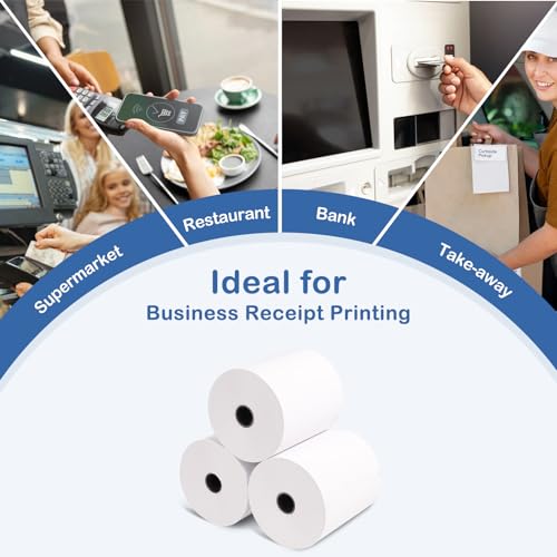 10 Rolls 3 1/8 x 230 Thermal Paper Receipt Rolls Cash Register POS Receipt, Thermal Ppaper Rolls Fits All Credit Card Terminal BPA Free Receipt Paper- Pony Packaging, White - Thumbnail 4