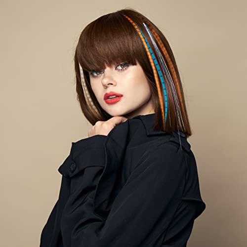 480 Pieces Strands Tinsel Hair 65 Pieces 13 Colors Synthetic Hair Feathers Hair Extension Kit With 200 Micro Ring Beads Glitter Hair Extension Tinsels For Women Girls Cosplay Party (Feathers Are Faux) #TOP5