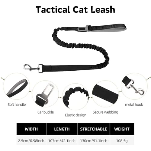 Cat Harness and Leash Set for Walking Escape Proof Adjustable Reflective Large Cat Tactical Harness with Patches Breathable Summer Vest Soft Mesh Padding Handle Easy to Control (Black, S)