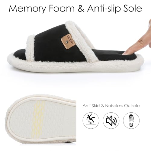 Image of GOEWY Cross Band Slippers for Women with Cozy Memory Foam Machine Washable | Open Toe Summer Cute Slipper,Soft Black House Shoes Slides,Indoor Outdoor Non-Slip Slip On,Gifts for Women Ladies Her Mom