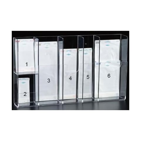 Plasdent 1850 Pouch Dispenser Multi-Sized 6 Stations, Fits 200 Pouches, Wall-Mountable, Clear Acrylic Cover