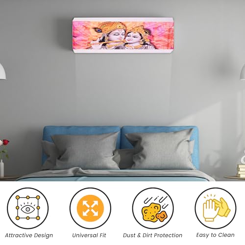 Image of Printed Split Ac Cover Indoor Unit For 1.5 Ton Capacity AC, Inner Unit Ac Cover, All Weather Cover /Attractive Digital Prints /Dustproof /Silken water-resistant Split Ac Cover (Radha Krishana)