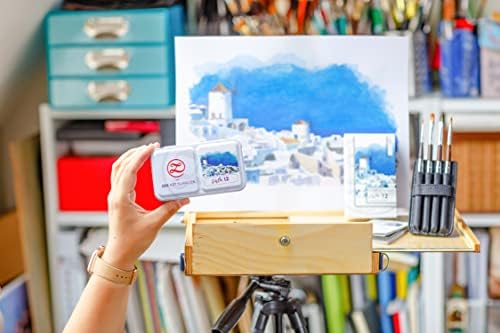 Professional Watercolour Paint Set Vista - Non-Toxic 12 Half-Pan Set in Metal Tin Palette - Portable Travel Watercolour Set for Adults - Vibrant Water Color for Artists On the Go & Sketchers by ZenART
