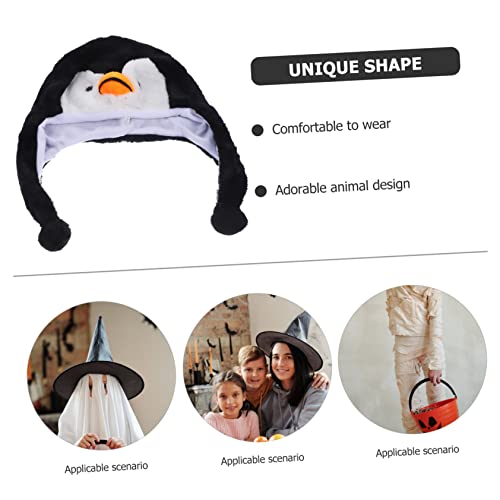 Adorable Penguin Animal Hat Plush Ski Style for Adults Boys and Girls Cartoon Earflap Hood Warm Neck Face Ears Accessory Multi4