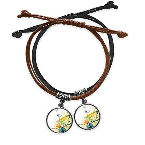 Bracelet cuir double papillon style rural pour amoureux, accessoire élégant