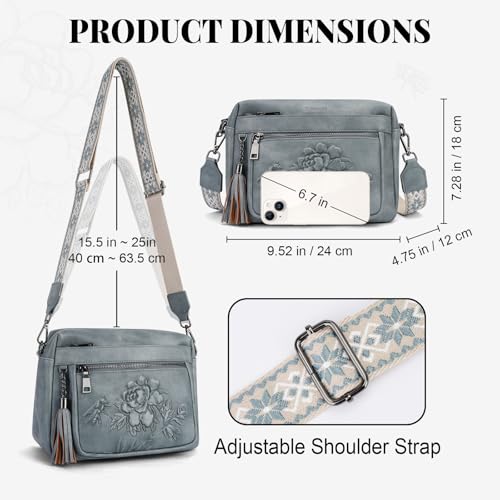 Image of Crossbody Bags for Women, Vegan Leather Embossed Crossbody Purse | Trendy Lightweight Design with Adjustable Strap, Spacious Interior for Daily Essentials, Ideal for Travel and Gift Giving