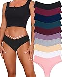 CuteByte 10 Pack Womens Cotton Underwear Sexy V-Waist Stretch Bikini Low Rise Cotton Cheeky Hipster
