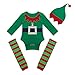 dPois Body Barboteuse BéBé Garçon Fille Lutin Ensemble Vêtements Noël Déguisement Costume Carnaval Enfant Cosplay Elfe Chapeau Lutin Tenue Jeu de Rôle Soirée Pyjama 0-4 Ans Vert 3-6 Mois