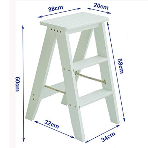 Taburete de escalera antideslizante y multifuncional de madera 3