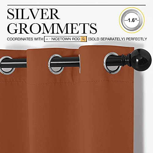 Image of NICETOWN Bedroom Curtains 63 inches Long, Privacy and Thermal Insulated Blackout Drapes for Windows (Burnt Orange, 1 Pair, 42 x 63 inches)